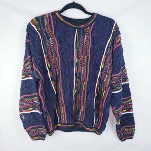 Coogi style knitted sweater colorful striped